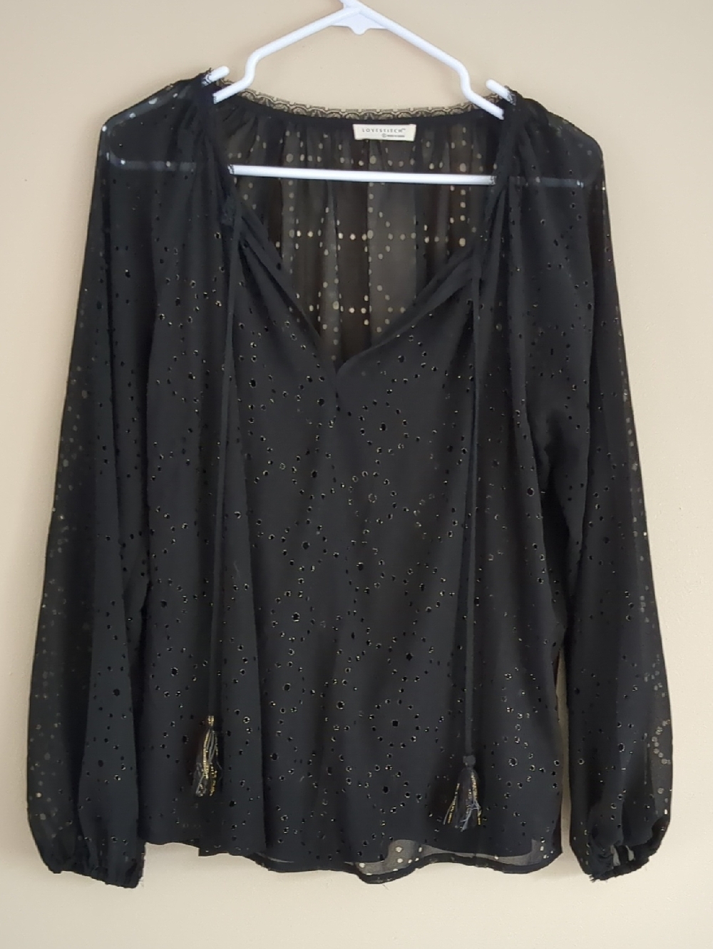 Large Lovestitch Black and Gold Shirt Top